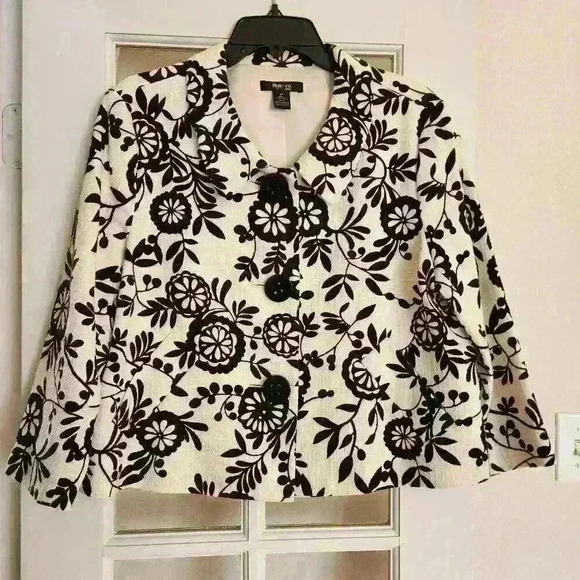 Style & Co. Women's Floral Tweed Work Office Suit Jacket Blazer Petite Size 16P - Picture 1 of 11